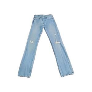 Levis 501 Jeans Mens 31x32 Blue Straight Leg Denim Light Wash Button Fly Casual